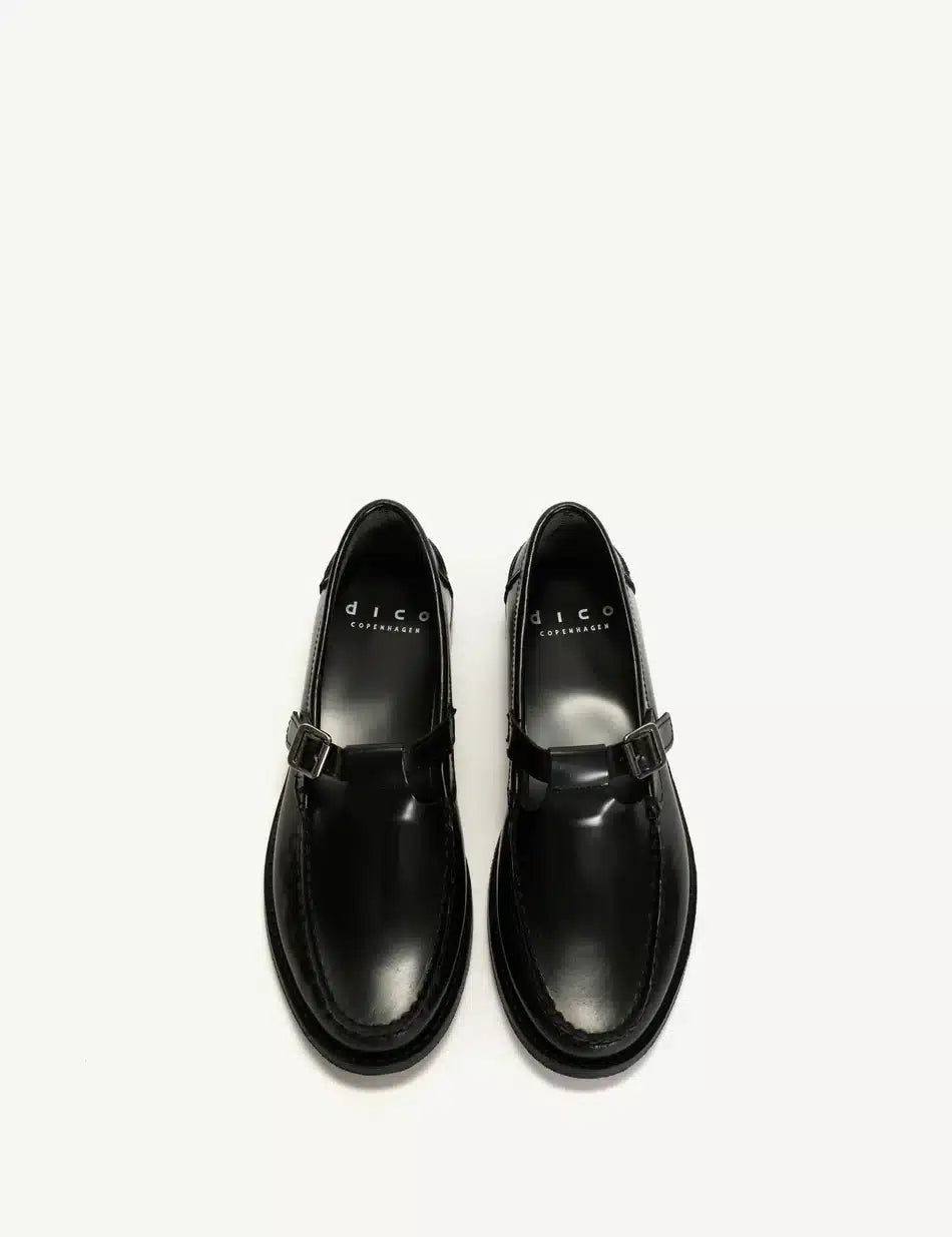 Dico Copenhagen Moccasin T-Bar Loafer | Black Polido Leather