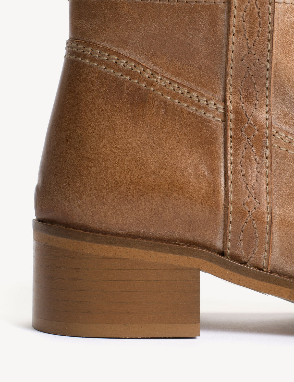 Dico Copenhagen Julia Gaucho Boot with Western Stitchings in Dark Tan Escovado Leather