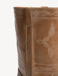 Dico Copenhagen Julia Gaucho Boot with Western Stitchings in Dark Tan Escovado Leather