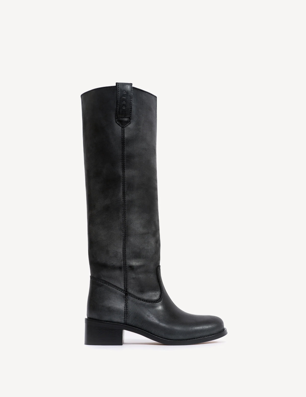 Dico Copenhagen Ann Gaucho Boot | Escovado Leather Charcoal Black