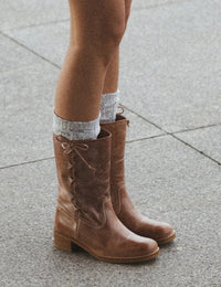 Dico Copenhagen Julia Gaucho Boot with laces | Escovado Leather Dark Tan