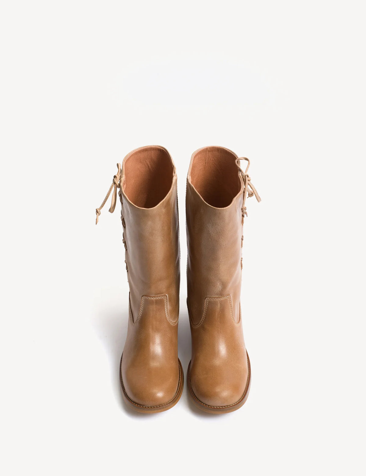 Dico Copenhagen Julia Gaucho Boot with laces | Escovado Leather Dark Tan