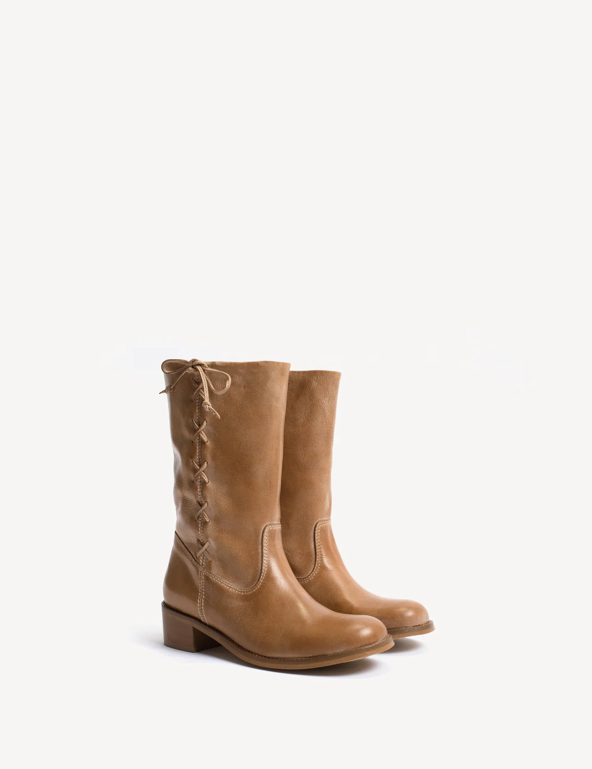 Dico Copenhagen Julia Gaucho Boot with laces | Escovado Leather Dark Tan