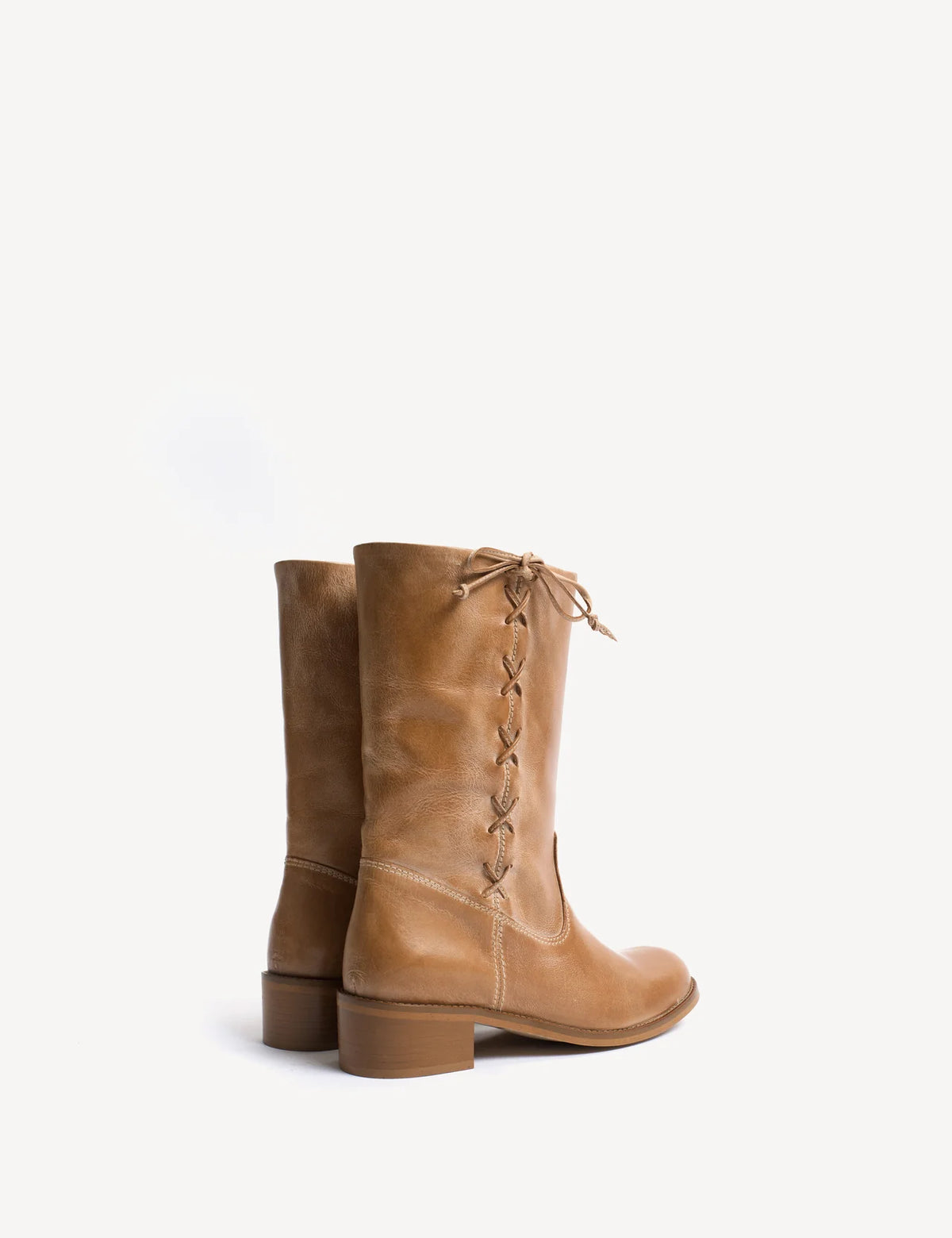 Dico Copenhagen Julia Gaucho Boot with laces | Escovado Leather Dark Tan
