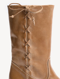 Dico Copenhagen Julia Gaucho Boot with laces | Escovado Leather Dark Tan