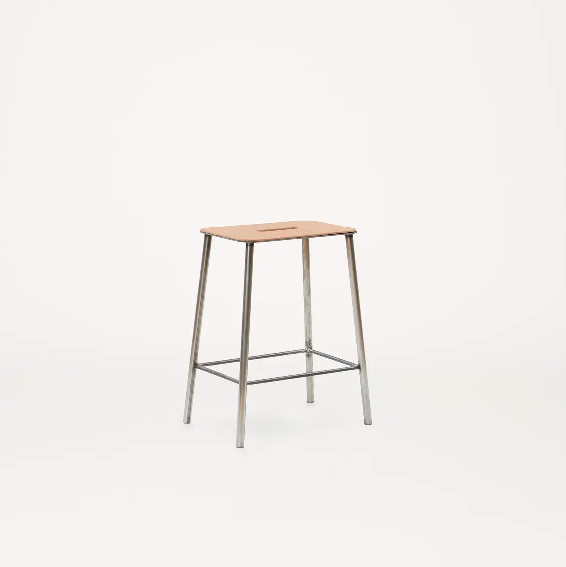 Frama Adam Stool | Raw Steel/Natural Leather | H50