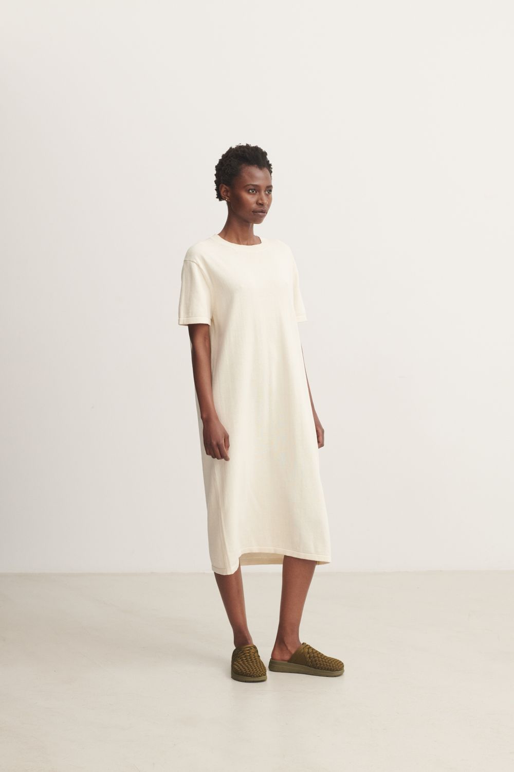 Fub High Twist Tee Dress | Ecru | Strikket Økologisk kjole