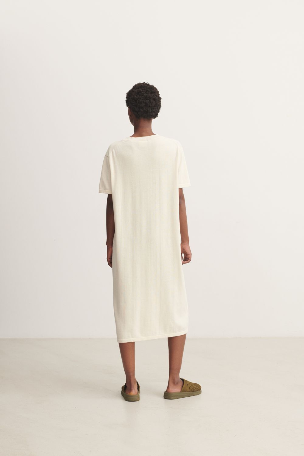 Fub High Twist Tee Dress | Ecru | Strikket Økologisk kjole