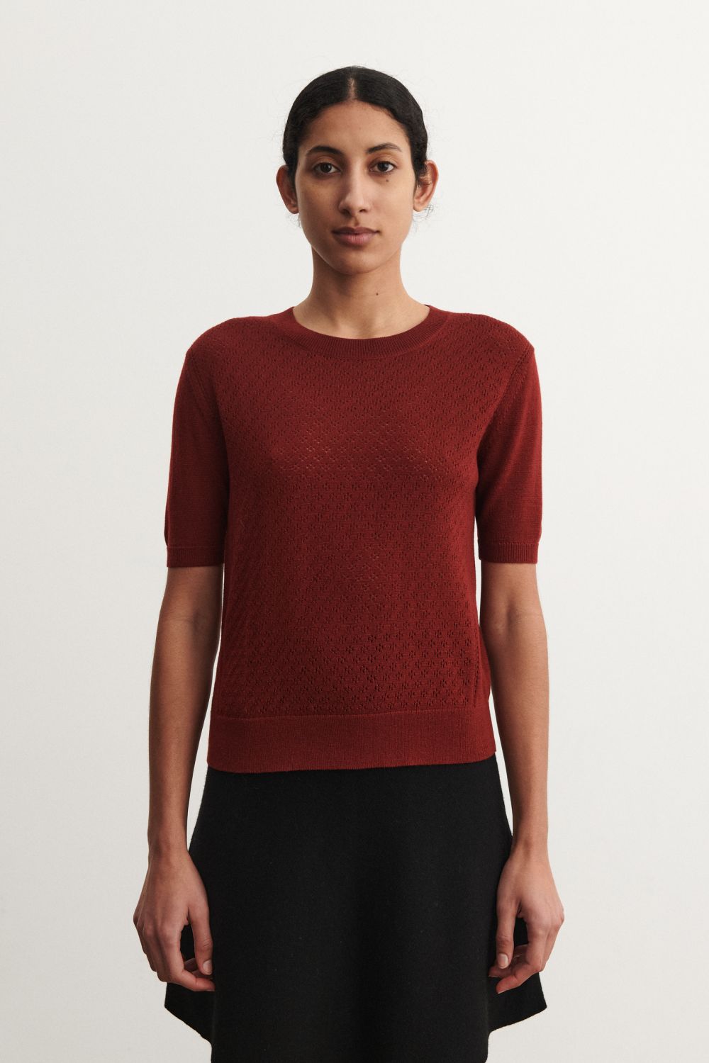 FUB Pointelle Tee | Cranberry