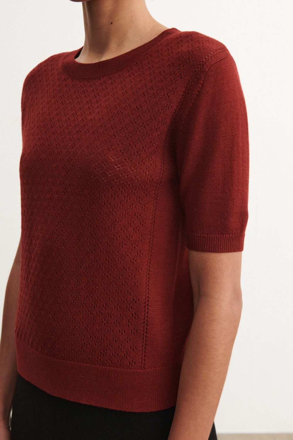 FUB Pointelle Tee | Cranberry