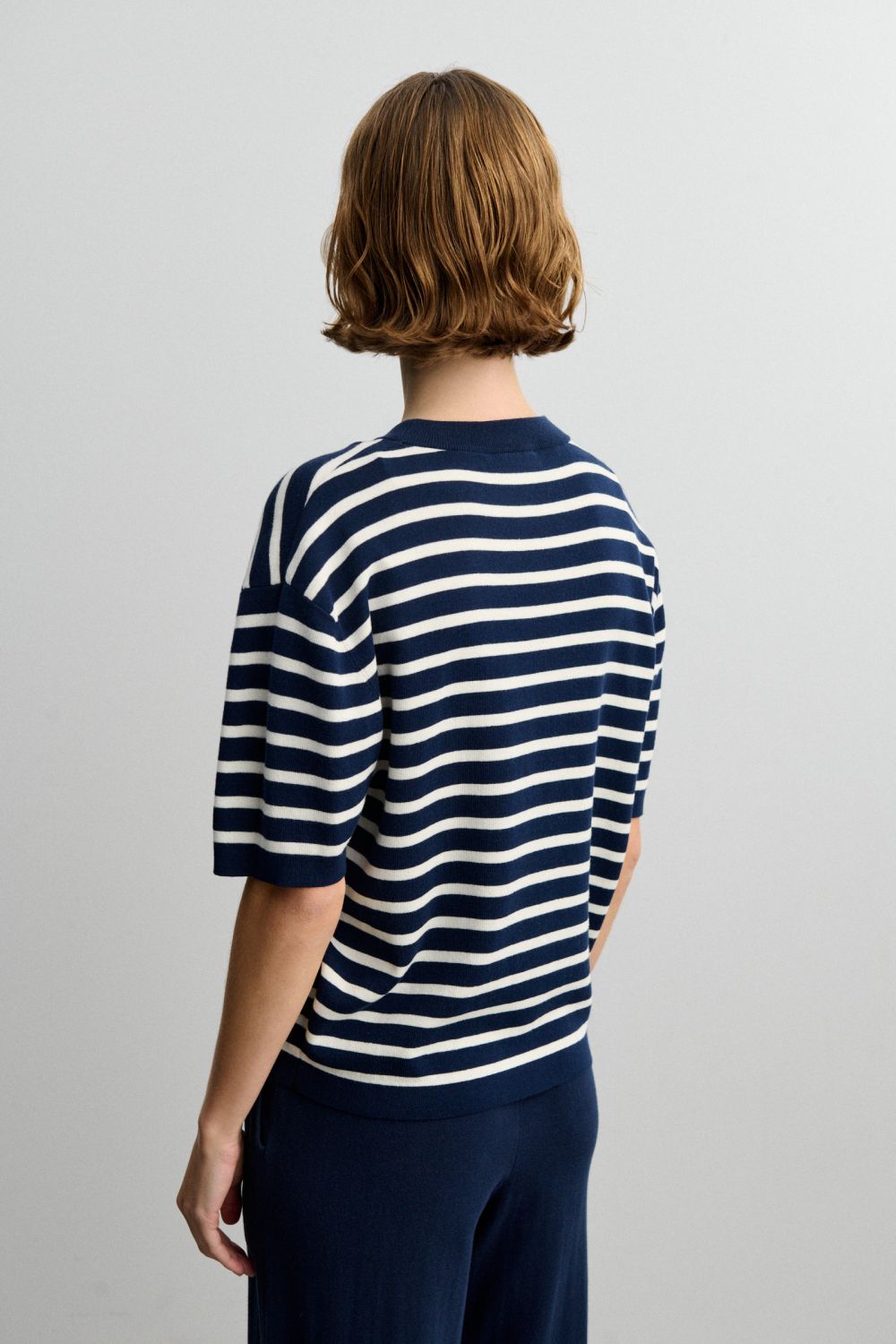 FUB | Striped Tee Dark Navy / Ecru | 100% økologisk bomuld