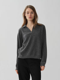 People's Republic of Cashmere  | Oversized Collar V-Neck | Heather Grey