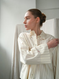 Proem Parades Dagny LS Pinstripe Shirt | Off White & Black