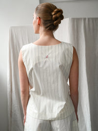 Proem Parades Dagny Pinstripe Top | Off White & Black