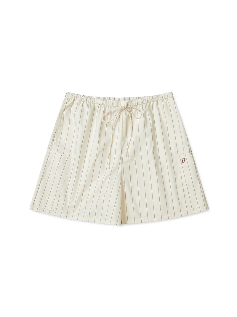 Proem Parades Dagny Pinstripe Shorts | Off White & Black