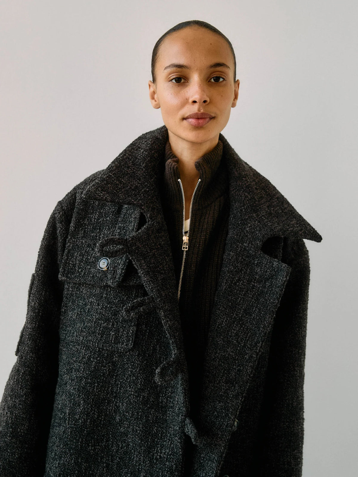 Proem Parades Betty Bouclé Coat | Ash |  Kvadrat Deadstock Fabric