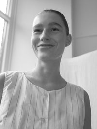 Proem Parades Dagny Pinstripe Top | Off White & Black