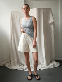 Proem Parades Dagny Pinstripe Shorts | Off White & Black