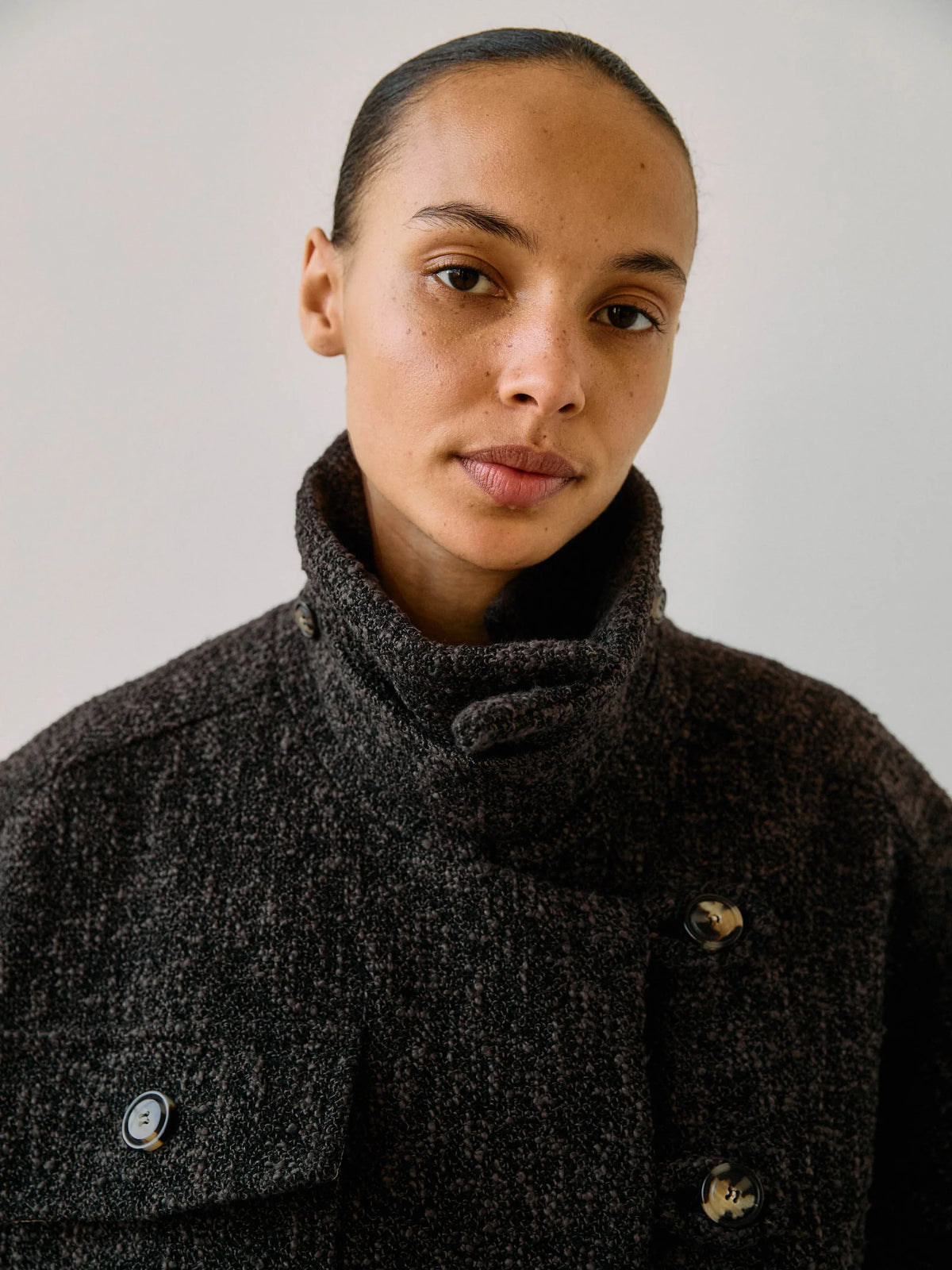 Proem Parades Betty Bouclé Coat | Ash |  Kvadrat Deadstock Fabric