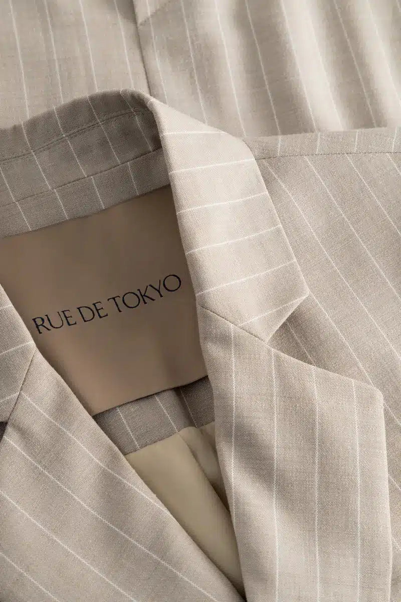 Rue de Tokyo Caj Wool Linen Blazer | Striped Sand