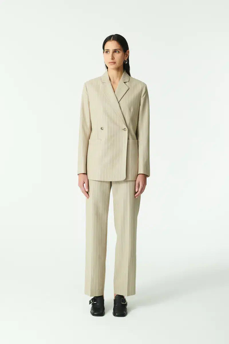 Rue de Tokyo Caj Wool Linen Blazer | Striped Sand