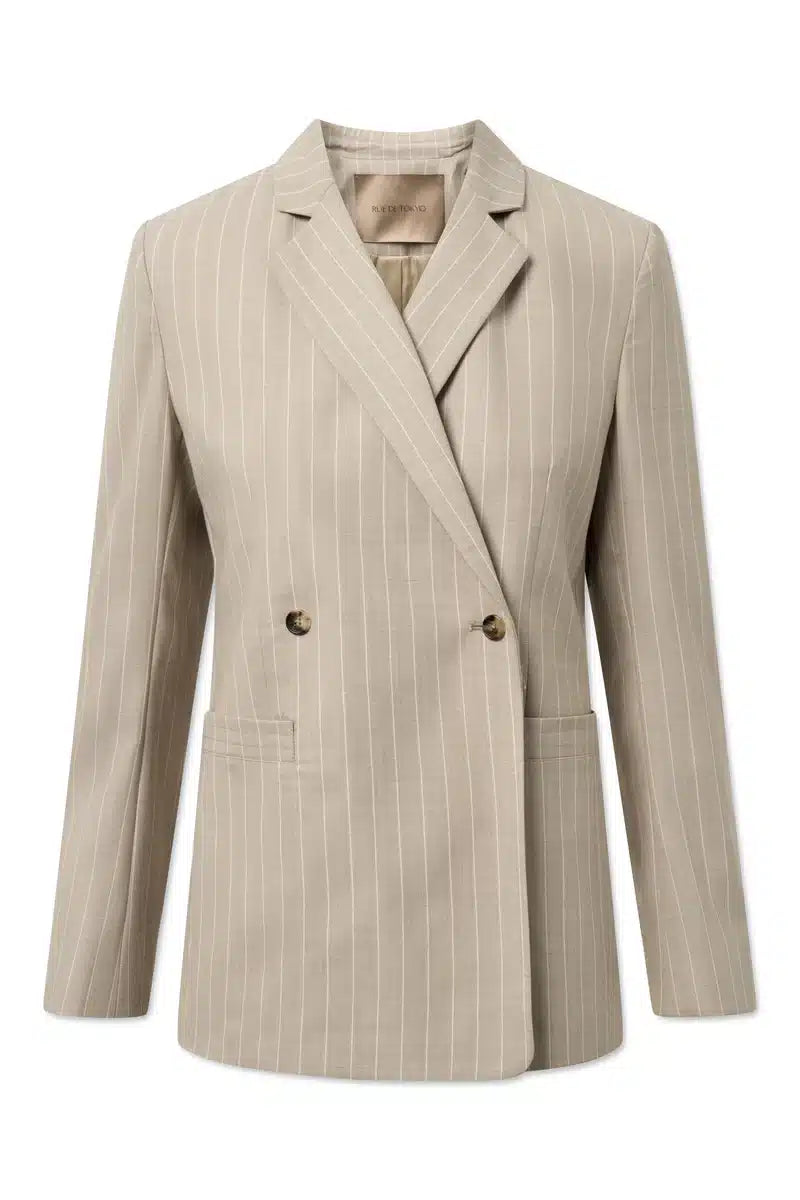 Rue de Tokyo Caj Wool Linen Blazer | Striped Sand