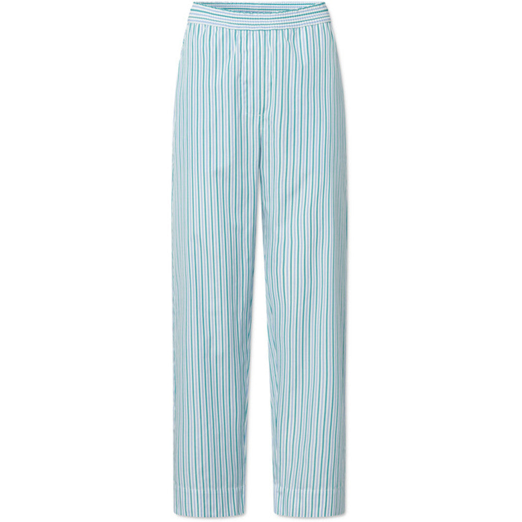 Rue de Tokyo Palla Pant Striped Cotton | Light Blue/Green Stripe