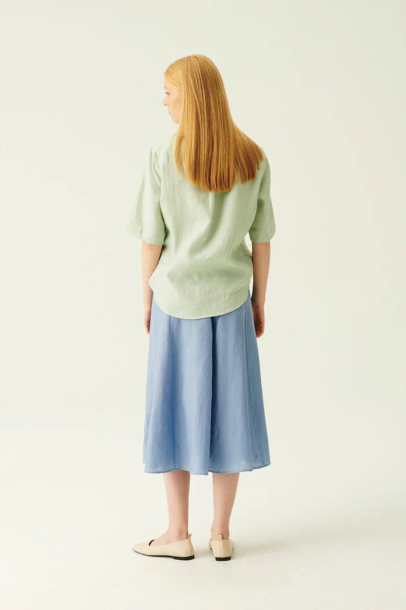 Rue de Tokyo Pilar Skirt Light Linen | Ocean Blue | Nederdel i 100 % Hør