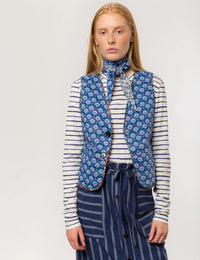 APOF Dua Vest | Canvas Indigo | Vendbar med Liberty Print