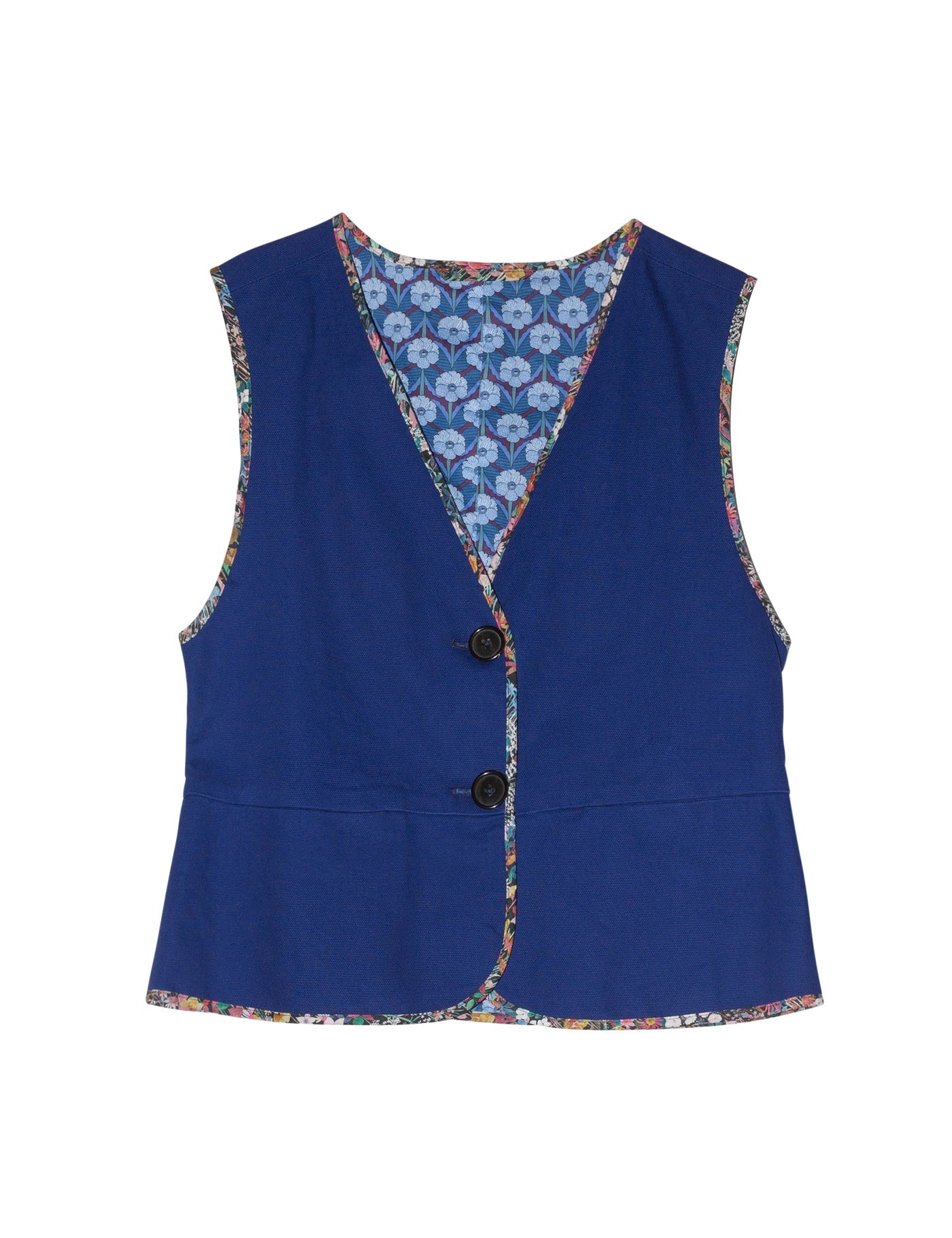 APOF Dua Vest | Canvas Indigo | Vendbar med Liberty Print