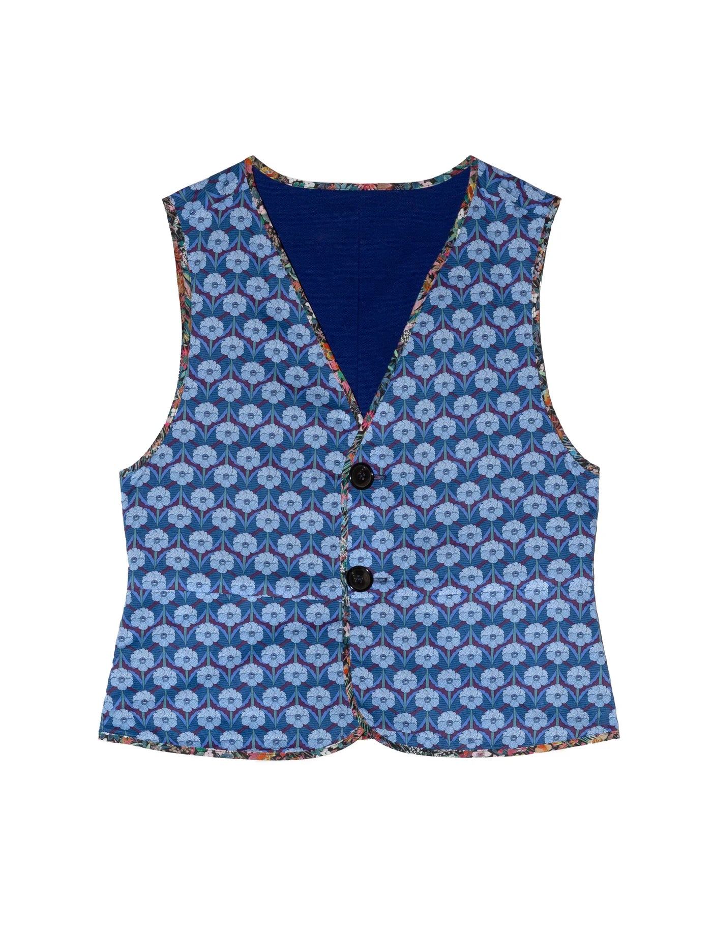 APOF Dua Vest | Canvas Indigo | Vendbar med Liberty Print