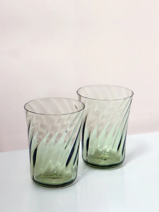 Stilleben | Concave Glass Box of 2 | Swirl Moss Green